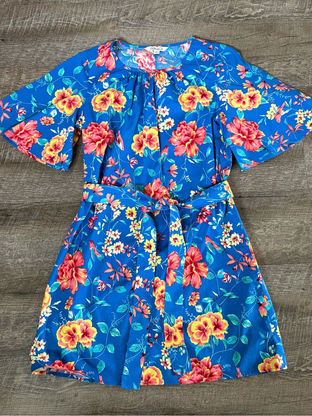 The Pioneer Woman Bright Blue Floral Tie-Waist Dress